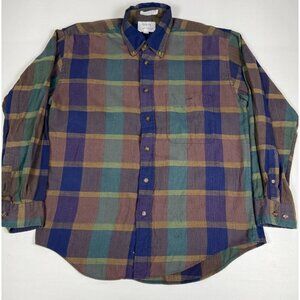 Vintage Arrow Chevella Mens M Green Plaid Flannel Button Down Shirt 80's